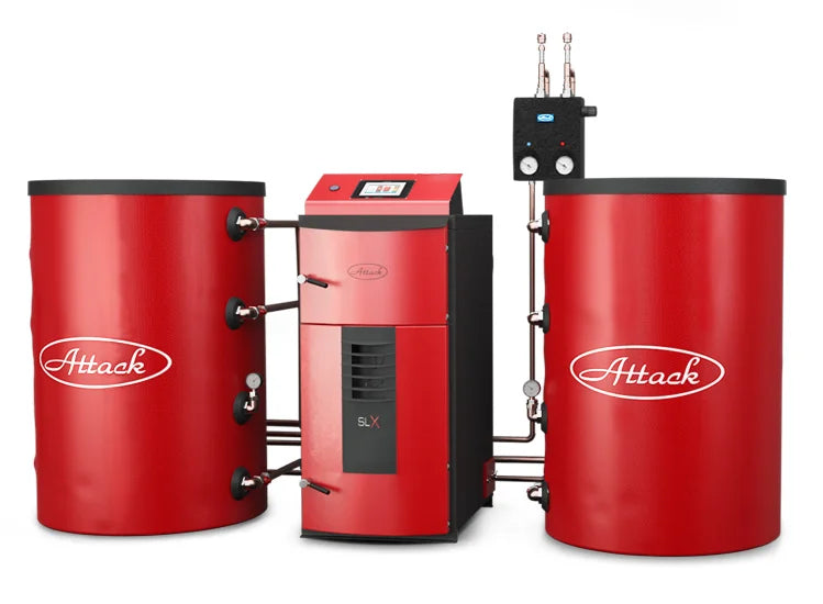 Holzvergaser Attack SLX mit Puffer und Warmwasserspeicher